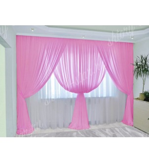 Шторы из тюля для гостиной и спальни арт цвет розовый МИЛА-13 